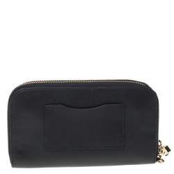 Pre Owned محفظة كوتش أكورديون جلد أزرق كحلي بحمالة معصم