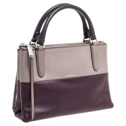 Pre Owned Coach Purple/Beige Leather Borough Colorblock Tote