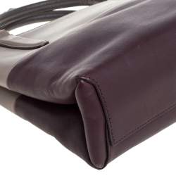 Pre Owned Coach Purple/Beige Leather Borough Colorblock Tote