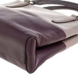Pre Owned Coach Purple/Beige Leather Borough Colorblock Tote