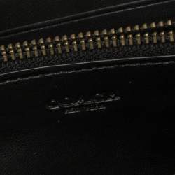 Pre Owned Coach Black Studded Leather Accordion Zip Around Wallet