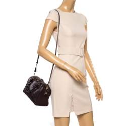 Pre Owned Coach Burgundy Leather and Patent Leather Mini Bennett Satchel