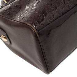 Pre Owned Coach Burgundy Leather and Patent Leather Mini Bennett Satchel