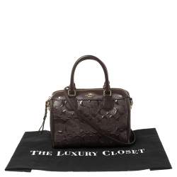 Pre Owned Coach Burgundy Leather and Patent Leather Mini Bennett Satchel