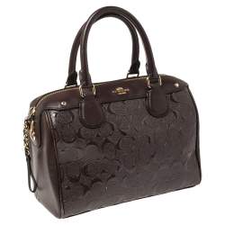Pre Owned Coach Burgundy Leather and Patent Leather Mini Bennett Satchel