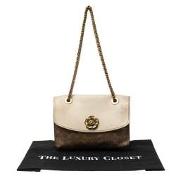 مملوكة مسبقًا حقيبة كتف كوتشي كانفاس مقوى بيج/بني بالشعار وجلد