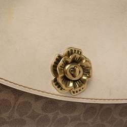 مملوكة مسبقًا حقيبة كتف كوتشي كانفاس مقوى بيج/بني بالشعار وجلد