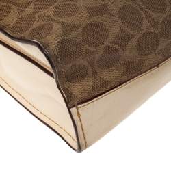 مملوكة مسبقًا حقيبة كتف كوتشي كانفاس مقوى بيج/بني بالشعار وجلد