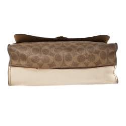 مملوكة مسبقًا حقيبة كتف كوتشي كانفاس مقوى بيج/بني بالشعار وجلد