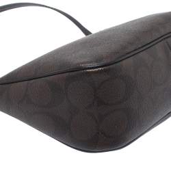 Pre Owned Coach Brown Signature Coated Canvas Crossbody Bag