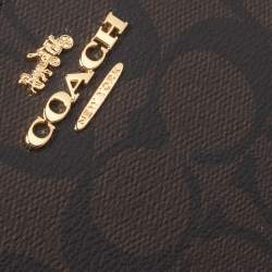 Pre Owned Coach Brown Signature Coated Canvas Crossbody Bag
