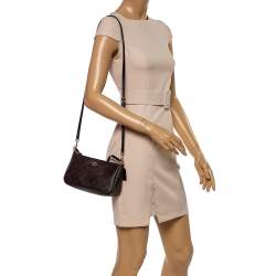 Pre Owned Coach Brown Signature Coated Canvas Crossbody Bag