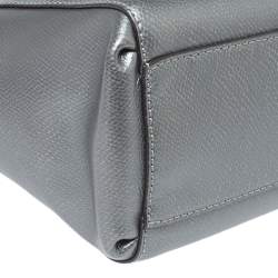 Pre Owned Coach Metallic Grey Leather Mini Christie Double Zip Tote
