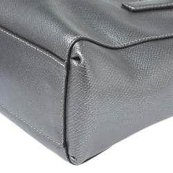 Pre Owned Coach Metallic Grey Leather Mini Christie Double Zip Tote