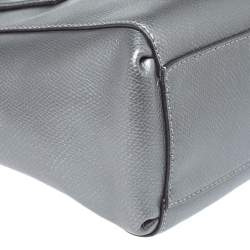 Pre Owned Coach Metallic Grey Leather Mini Christie Double Zip Tote