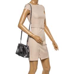 Pre Owned Coach Metallic Grey Leather Mini Christie Double Zip Tote