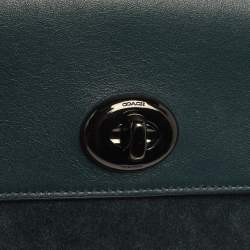 Pre Owned Coach Blue Leather and Suede Bowery Crossbody Bag
