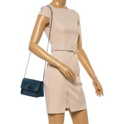 Pre Owned Coach Blue Leather and Suede Bowery Crossbody Bag