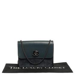 Pre Owned Coach Blue Leather and Suede Bowery Crossbody Bag