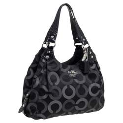 Pre Owned Coach Charcoal Signature Canvas Hobo