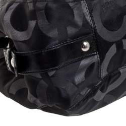 Pre Owned Coach Charcoal Signature Canvas Hobo
