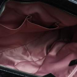 Pre Owned Coach Black Signature Canvas and Patent Leather Katarina Hobo