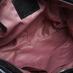 Pre Owned Coach Black Signature Canvas and Patent Leather Katarina Hobo