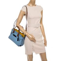 Pre Owned Coach Light Blue Leather Swagger 27 Carryall Satchel