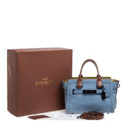 Pre Owned Coach Light Blue Leather Swagger 27 Carryall Satchel