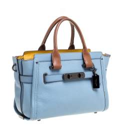 Pre Owned Coach Light Blue Leather Swagger 27 Carryall Satchel