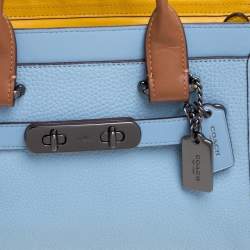 Pre Owned Coach Light Blue Leather Swagger 27 Carryall Satchel