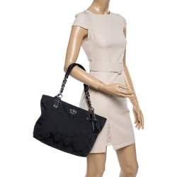 Pre Owned Coach Black Signature Canvas and Leather Tote