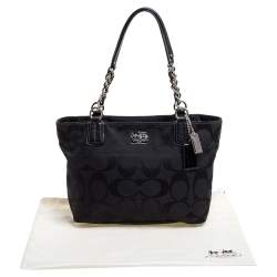 Pre Owned Coach Black Signature Canvas and Leather Tote