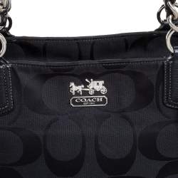 Pre Owned Coach Black Signature Canvas and Leather Tote