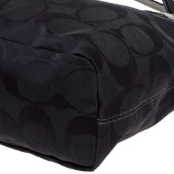 Pre Owned Coach Black Signature Canvas and Leather Tote