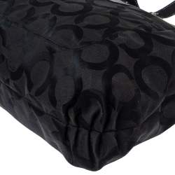 Pre Owned Coach Black Op Art Canvas and Patent Leather Glam Tote