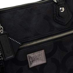 Pre Owned Coach Black Op Art Canvas and Patent Leather Glam Tote