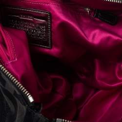 Pre Owned Coach Black Op Art Canvas and Patent Leather Glam Tote