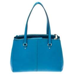 Pre Owned Coach Blue Leather Christie Carryall Satchel