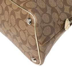 Coach Brown/Gold Signature Coated Canvas and Leather Peyton Cora Satchel