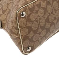 Coach Brown/Gold Signature Coated Canvas and Leather Peyton Cora Satchel