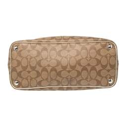 Coach Brown/Gold Signature Coated Canvas and Leather Peyton Cora Satchel
