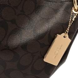 Pre Owned Coach Brown Signature Coated Canvas and Leather Small Mia Shoulder Bag