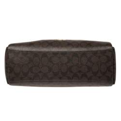 Pre Owned Coach Brown Signature Coated Canvas and Leather Small Mia Shoulder Bag