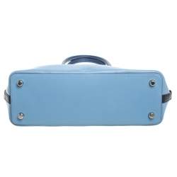 Pre Owned Coach Beige/Blue Signature Coated Canvas And Leather Sierra Satchel
