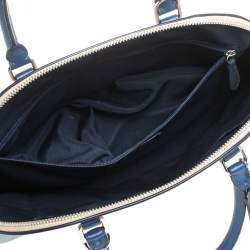 Pre Owned Coach Beige/Blue Signature Coated Canvas And Leather Sierra Satchel