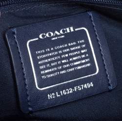 Pre Owned Coach Beige/Blue Signature Coated Canvas And Leather Sierra Satchel