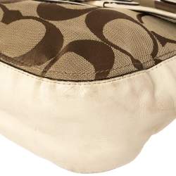 Pre Owned Coach Ivory/Beige Signature Canvas and Leather 70th Anniversary Limited Edition Willis Bag