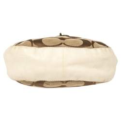 Pre Owned Coach Ivory/Beige Signature Canvas and Leather 70th Anniversary Limited Edition Willis Bag