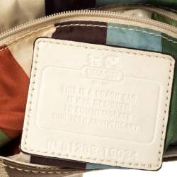 Pre Owned Coach Ivory/Beige Signature Canvas and Leather 70th Anniversary Limited Edition Willis Bag